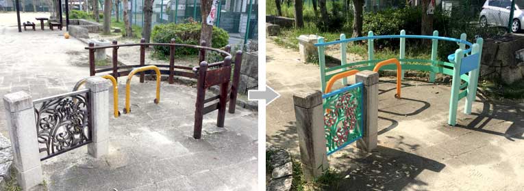 入り口 塗装の前後