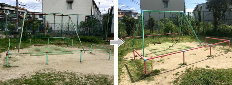 ブランコ 塗装の前後